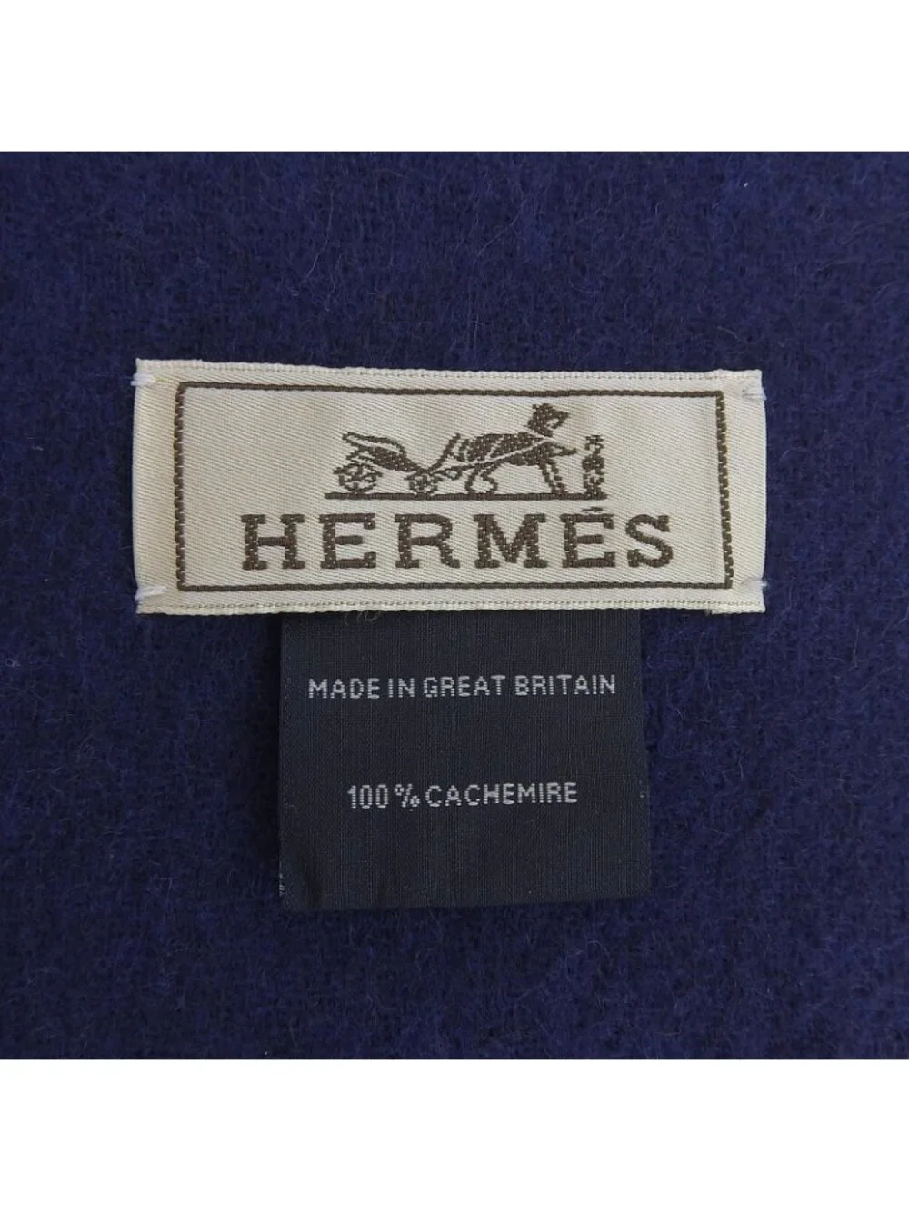 Hermes Rectoverso Cashmere Marine Ocean Bicolor Logo Embroidery Scarf with